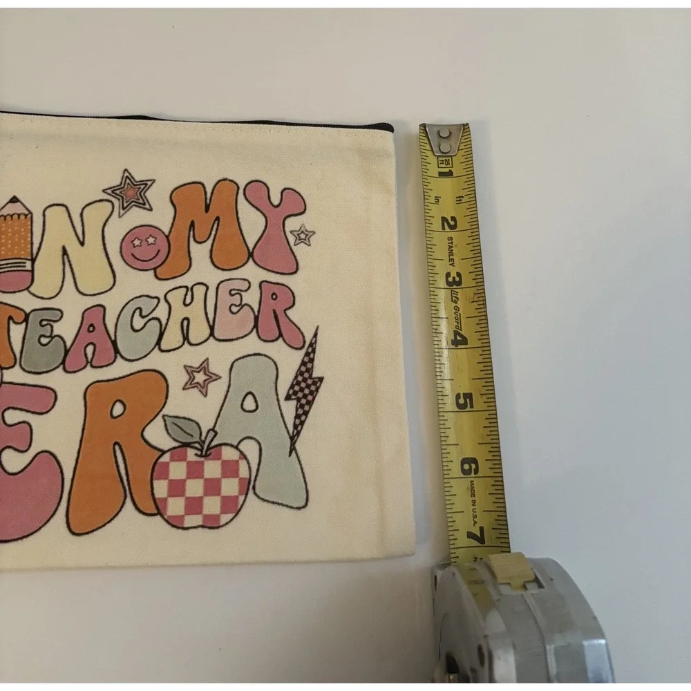 NEW In My Teacher Era  Zip Closure Makeup Bag Pencil Case School Pouch